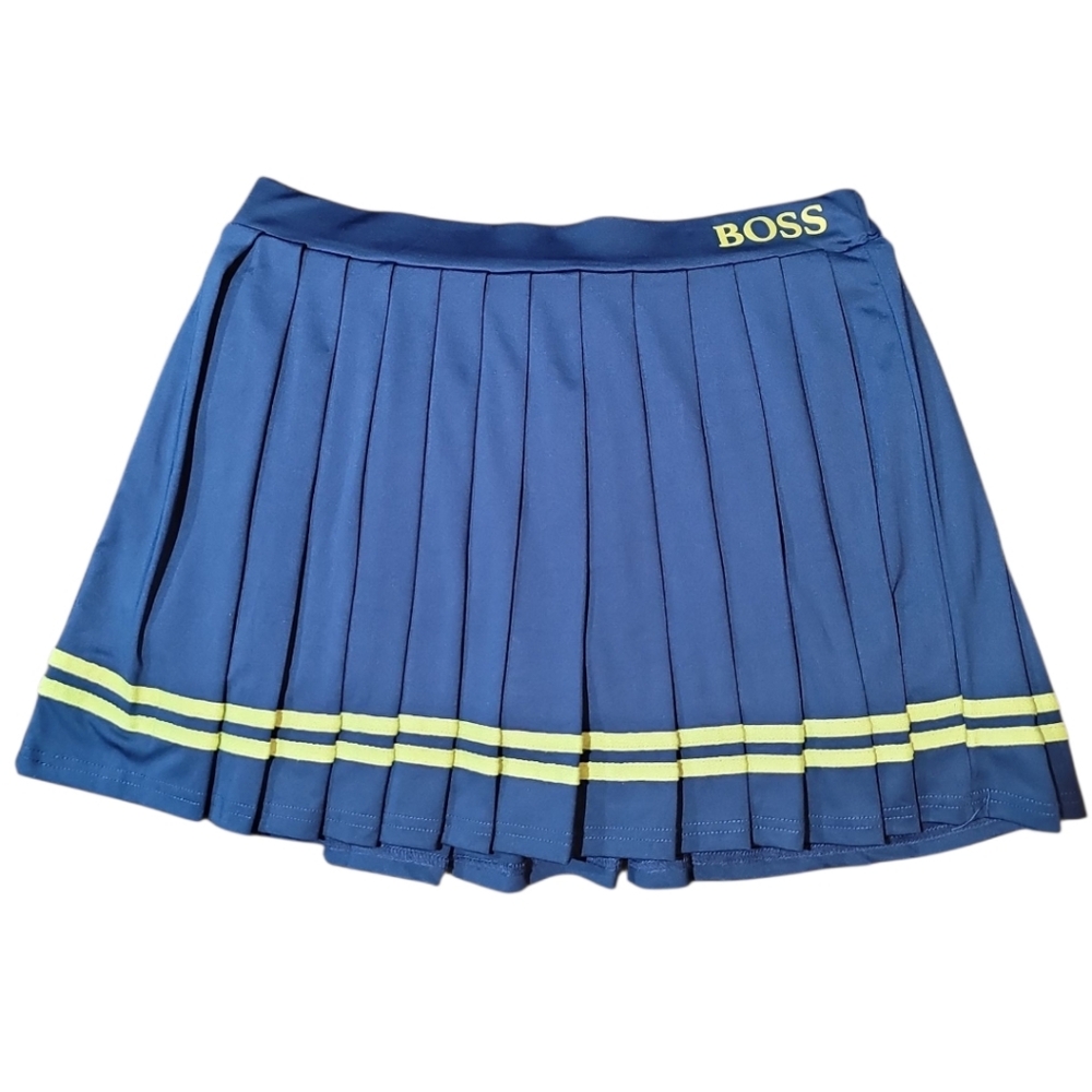 Love love love skort mini pleated 1X blue light green stripes stretch Boss